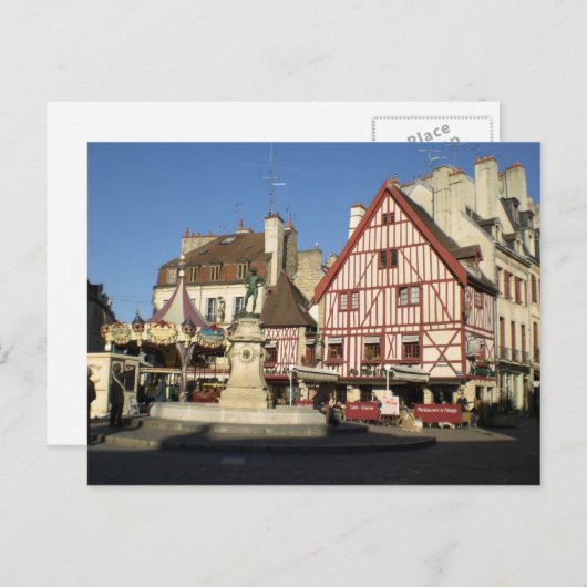 Dijon, Carouselle en koffie Briefkaart (Voorkant / Achterkant)
