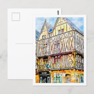 Dijon Frankrijk Beroemde Reisplaats Waterverf Briefkaart