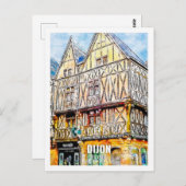 Dijon Frankrijk Beroemde Reisplaats Waterverf Briefkaart (Voorkant / Achterkant)