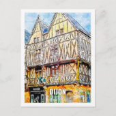 Dijon Frankrijk Beroemde Reisplaats Waterverf Briefkaart (Voorkant)