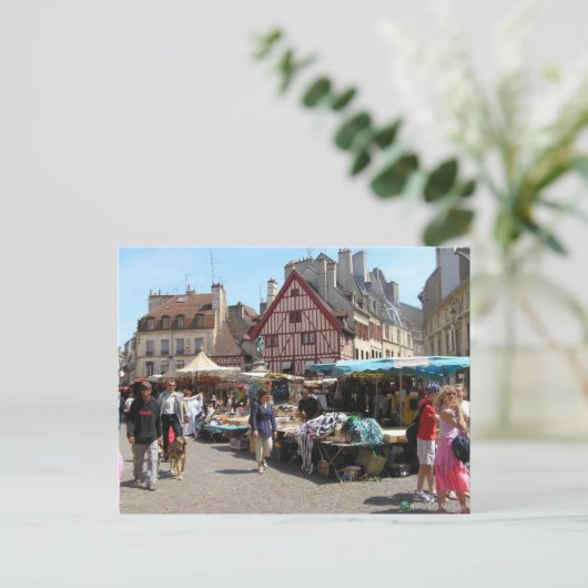 Dijon, marktdag briefkaart (Staand voorkant)