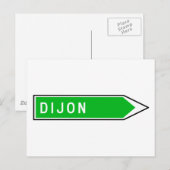 Dijon, Road Sign, Frankrijk Briefkaart (Voorkant / Achterkant)