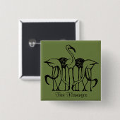 Dijsselhof - Vijf flamingo's, beeldende kunst, Vierkante Button 5,1 Cm (Voorkant /achterkant)