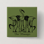 Dijsselhof - Vijf flamingo's, beeldende kunst, Vierkante Button 5,1 Cm (Voorkant)