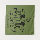 Dijsselhof - Vijf flamingo's, beeldende kunst, Wandkleed (Voorkant (horizontaal))