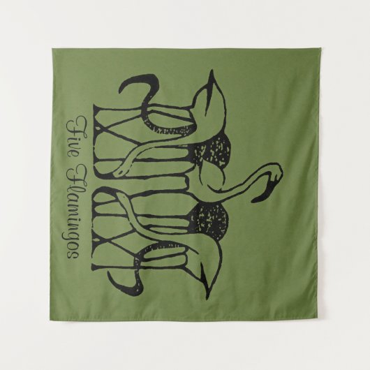 Dijsselhof - Vijf flamingo's, beeldende kunst, Wandkleed (Voorkant (horizontaal))