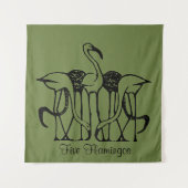 Dijsselhof - Vijf flamingo's, beeldende kunst, Wandkleed (Voorkant)