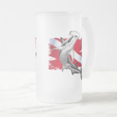 Dijvlag met hamerhaaienduiker omlaag matglas bierpul (Voorkant rechts)