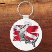 Dijvlag met hamerhaaienduiker omlaag sleutelhanger (Voorkant)