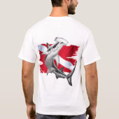 Dijvlag met hamerhaaienduiker omlaag t-shirt (Achterkant)