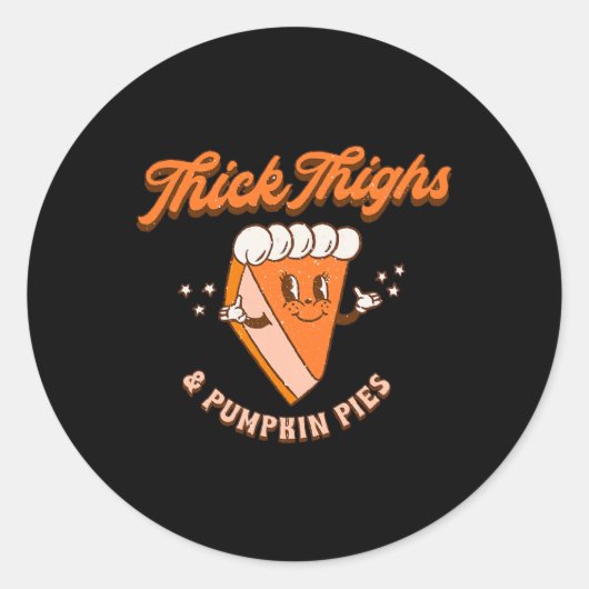 Dik Dijen en Pompoen Pie Herfst Herfst Thanksgiv Ronde Sticker (Voorkant)