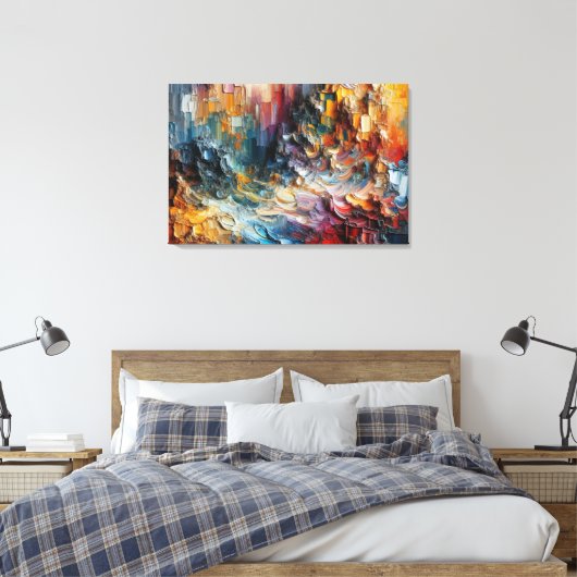 Dik gestructureerd verfpatroon canvas afdruk (Insitu (Slaapkamer))