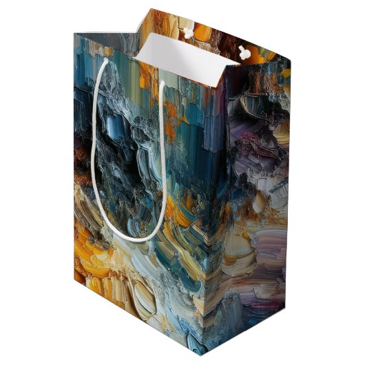 Dik gestructureerd verfpatroon medium cadeauzakje (Achterkant Gekanteld)