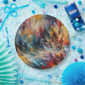 Dik gestructureerd verfpatroon papieren bordje (Feest)