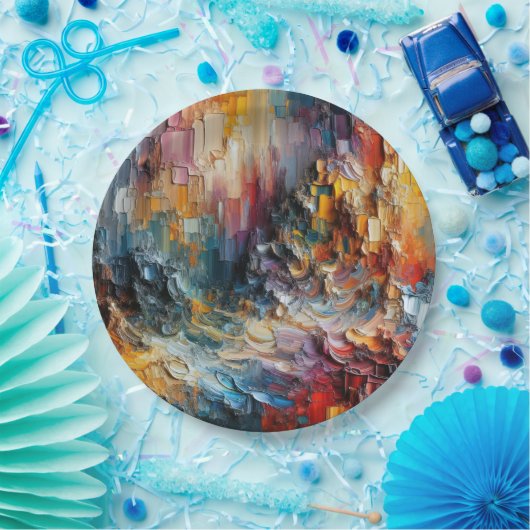 Dik gestructureerd verfpatroon papieren bordje (Feest)