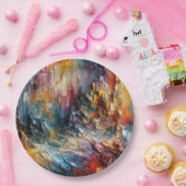 Dik gestructureerd verfpatroon papieren bordje (Feest)