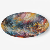 Dik gestructureerd verfpatroon papieren bordje (Gekanteld)