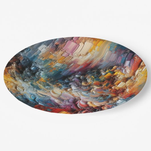 Dik gestructureerd verfpatroon papieren bordje (Gekanteld)