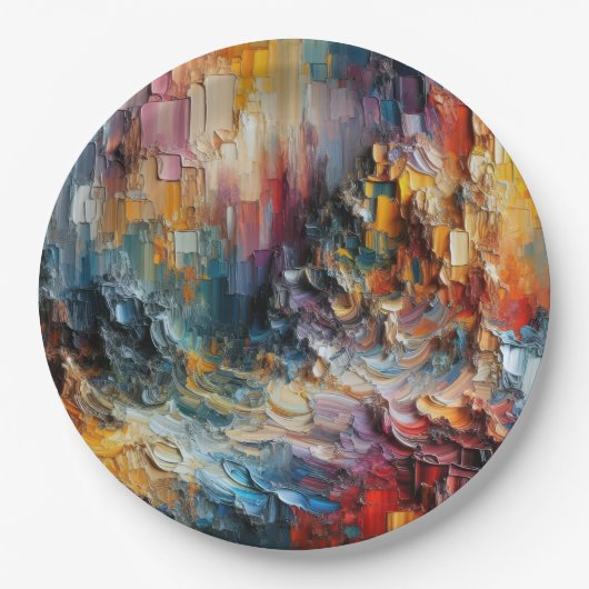 Dik gestructureerd verfpatroon papieren bordje (Voorkant)