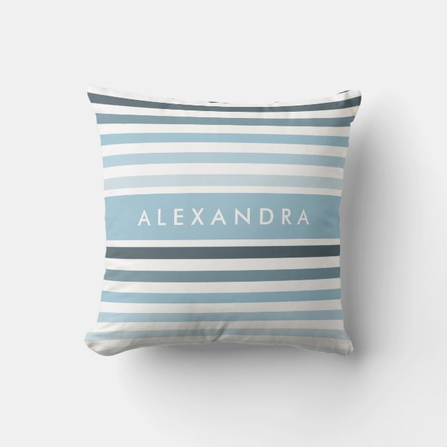 dik patroon en naam in Aqua Blue Kussen (Voorkant)