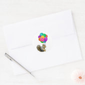 Dikeekhoorn met ballonnen ronde sticker (Envelop)