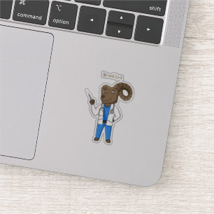 Dikhoorn-schapendokter cartoon illustratie sticker