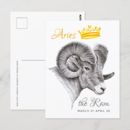 Dikhoornige Ram met Kroon Ram Sterrenbeeld Dierkun Briefkaart