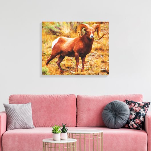 Dikhoornschaap Canvas Afdruk (Insitu (Woonkamer))