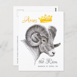 Dikhoornschaap met kroon Ram Sterrenbeeld Dierkuns Briefkaart