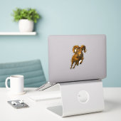Dikhoornschaap Uitknip Sticker (Laptop op bureau)