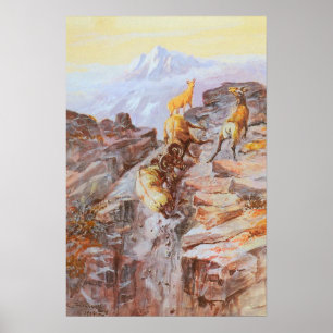 Dikhoornschaap van Charles M Russell Poster