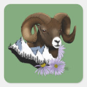 Dikhoornschaap Vierkante Sticker (Voorkant)