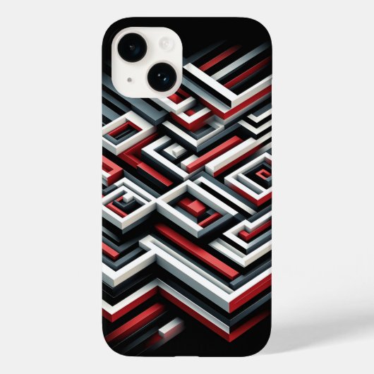 Dikke 3D geometrische doolhof telefoonhoes - Rood, Case-Mate iPhone Case (Achterkant)