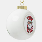 Dikke Bearded Oordelende Bastaard Hilarisch Santa Keramische Bal Ornament (Links)