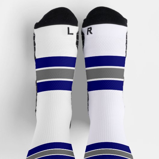 Dikke Blauwe Witte Grijze Strip Sokken (Top)