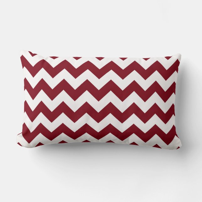 Dikke bordeaux wijn & witte chevron zig-zag patroo kussen (Voorkant)