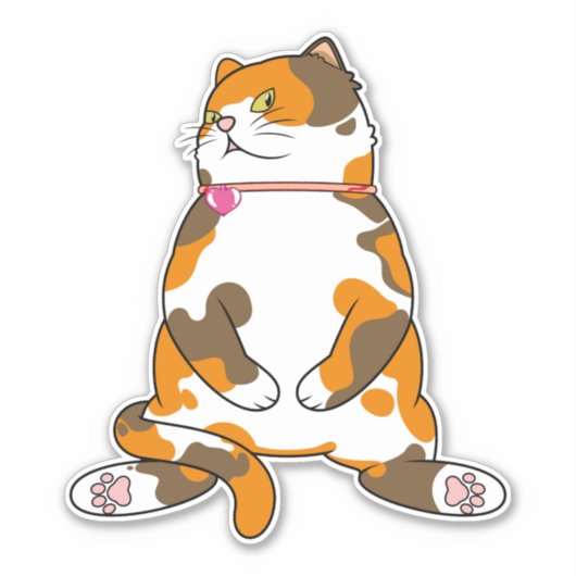 Dikke Calico kat staart Sticker (Voorkant)
