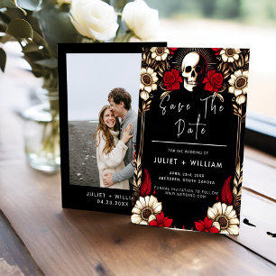 Dikke Claret Ruby Hart Rood Zwart Bruiloft Save The Date