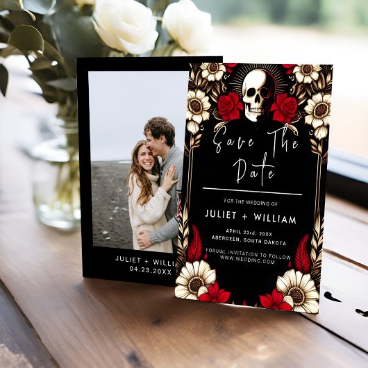 Dikke Claret Ruby Hart Rood Zwart Bruiloft Save The Date