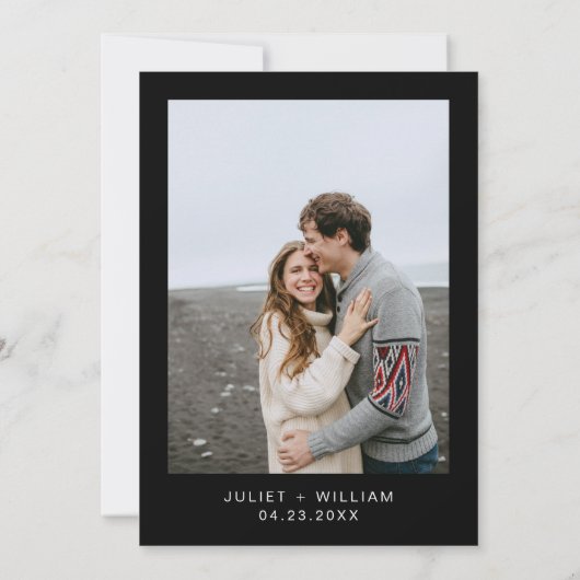 Dikke Claret Ruby Hart Rood Zwart Bruiloft Save The Date (Achterkant)