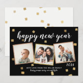 Dikke Confetti 3 Foto Nieuwjaarskaarten Feestdagenkaart (Voorkant / Achterkant)