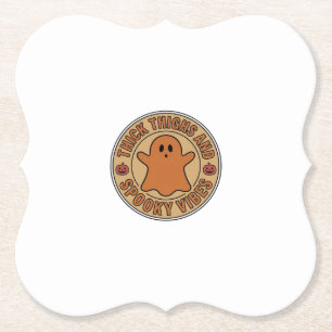 Dikke Dijen en Griezelige Sfeer Ghost Halloween T- Kartonnen Onderzetters