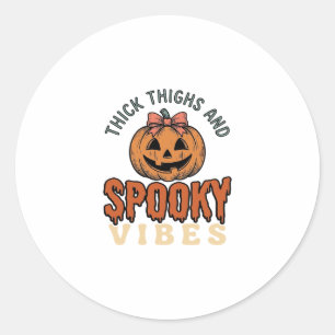Dikke Dijen En Griezelige Vibes Pompoen Halloween  Ronde Sticker