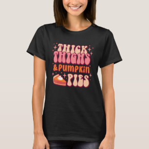 dikke dijen en pompoenen Retro Groovy Thanksg T-shirt