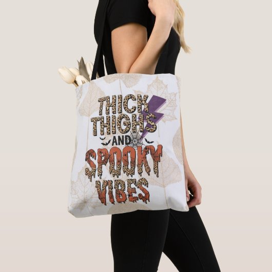 Dikke Dijen en Spooky Vibes Goud Halloween Tote Bag (Dichtbij)