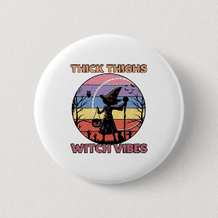 Dikke Dijen Heks Vibes Halloween Pompoen Silhouet Ronde Button 5,7 Cm