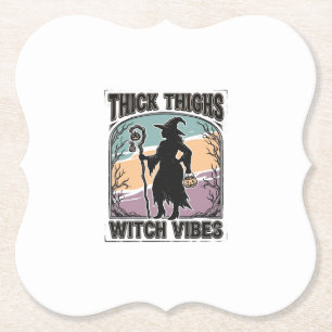 Dikke Dijen Heks Vibes Vintage Halloween T-shirt_1 Kartonnen Onderzetters