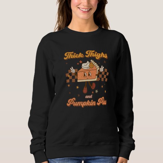 Dikke Dijen & Pompoentaarten Retro Groovy Thanksgi Trui (Voorkant)