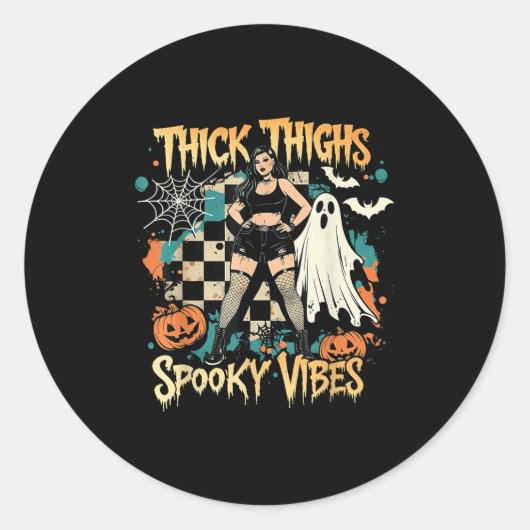 Dikke Dijen Soky Vibes Funny Ghost Halloween Ronde Sticker (Voorkant)
