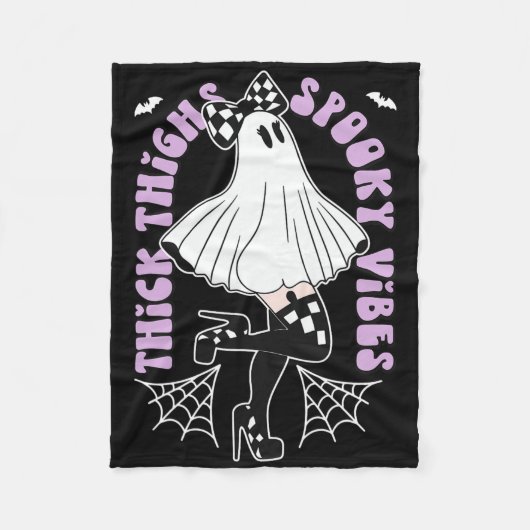 Dikke Dijen Spooky Vibes Schattigee Ghost Hallowee Fleece Deken (Voorkant)